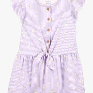 Toddler Lemon Print Striped Button-Front Dress with Bloomers